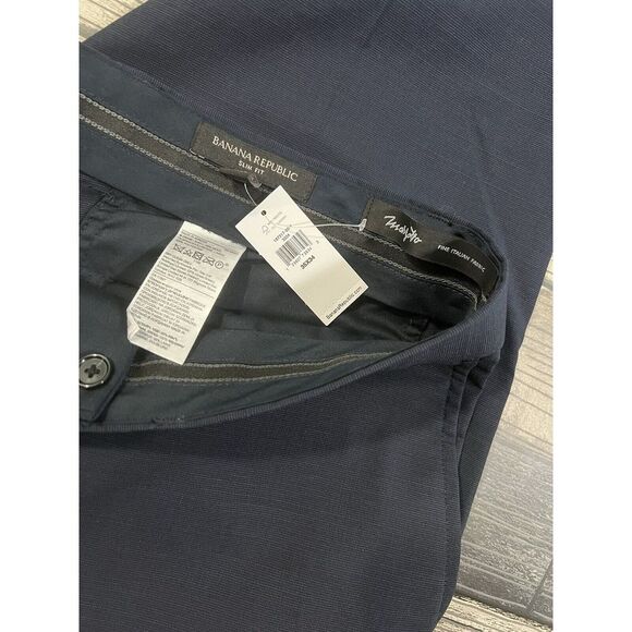 Banana Republic Men's Navy Dress Pants Size 35/34‎ Slim Fit Marzotto Italy - Picture 5 of 6